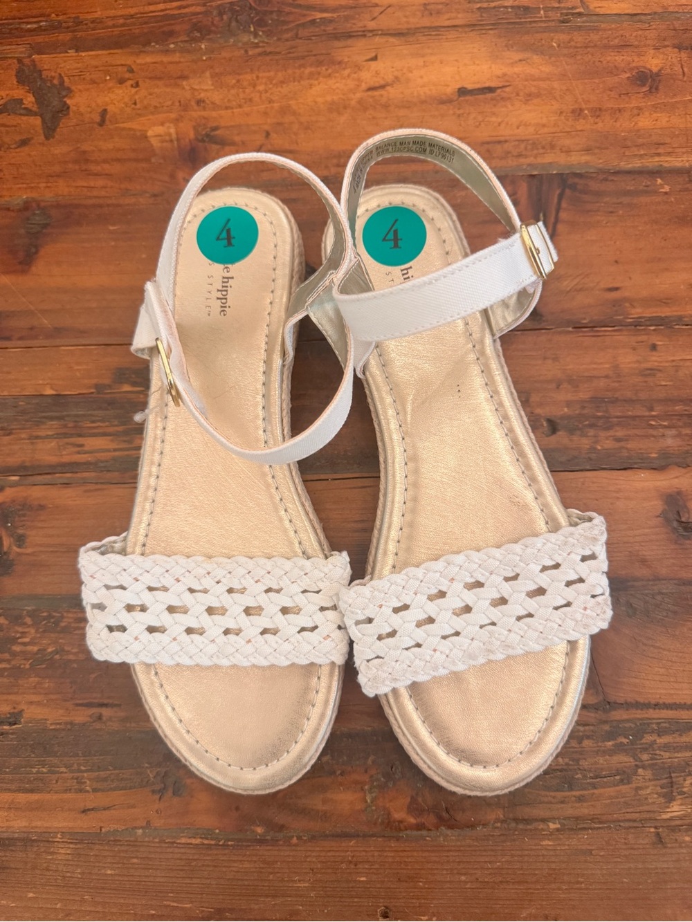Hippie Rose Cream Braided Front Strap Ankle-Strap Sandals